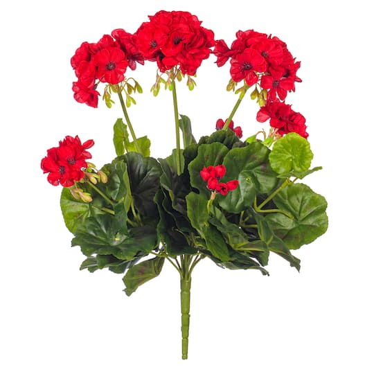 15.25" Red Artificial Polyester Geranium Bush By Vickerman | Michaels®